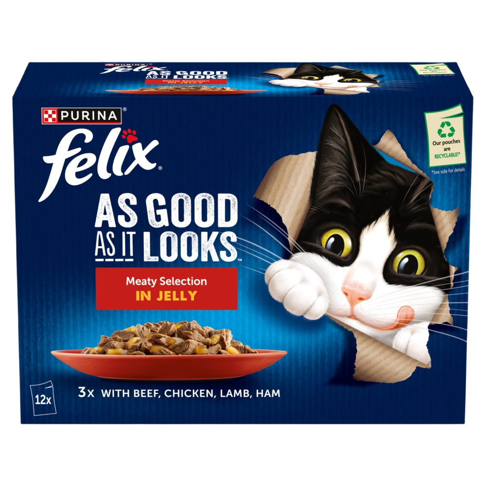 Felix Adult AGAIL Pouches Meaty Selection (Beef) in Jelly 85g x 12 x 4