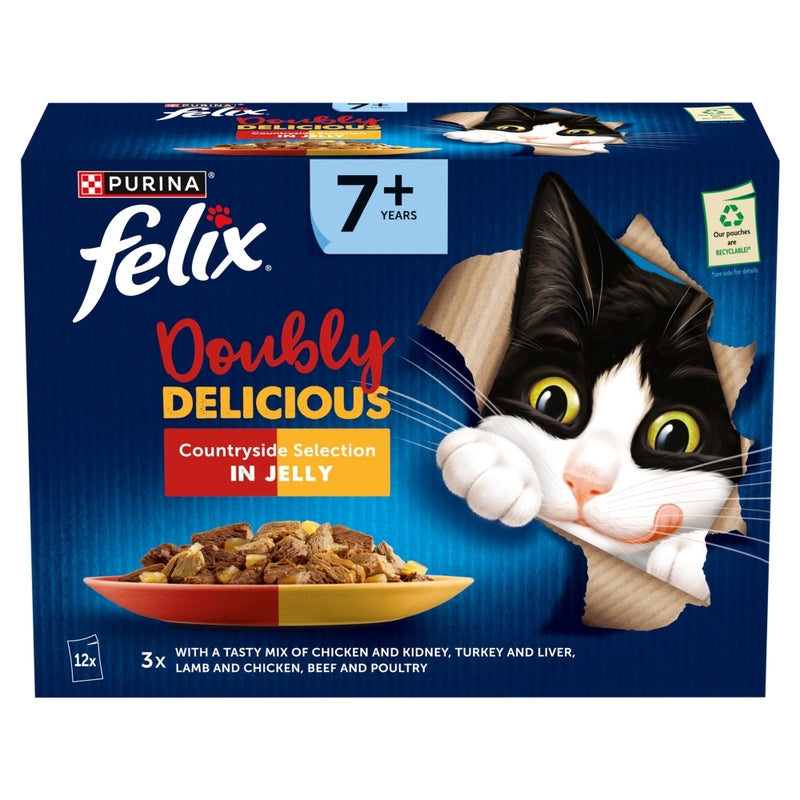 Felix Senior AGAIL Pouches Doubly Delicious 7+ Meat 85g x 12 x 4