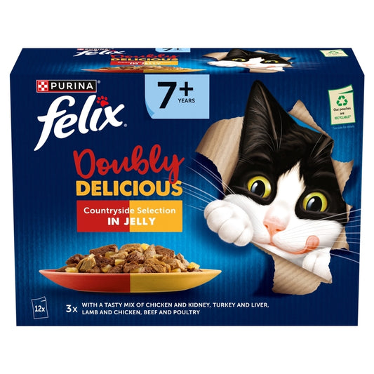 Felix Senior AGAIL Pouches Doubly Delicious 7+ Meat 85g x 12 x 4