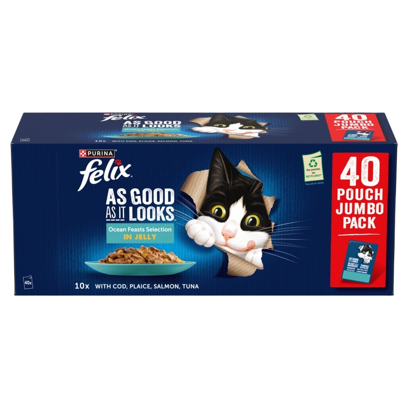 Felix Adult AGAIL Pouches Ocean Feast Chunks In Jelly 85g x 40