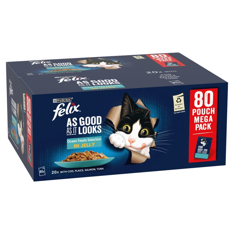 Felix Adult AGAIL Pouches Ocean Feast Chunks In Jelly 85g x 80