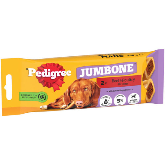 Pedigree Jumbone Medium Beef & Poultry 2 Chews x 12
