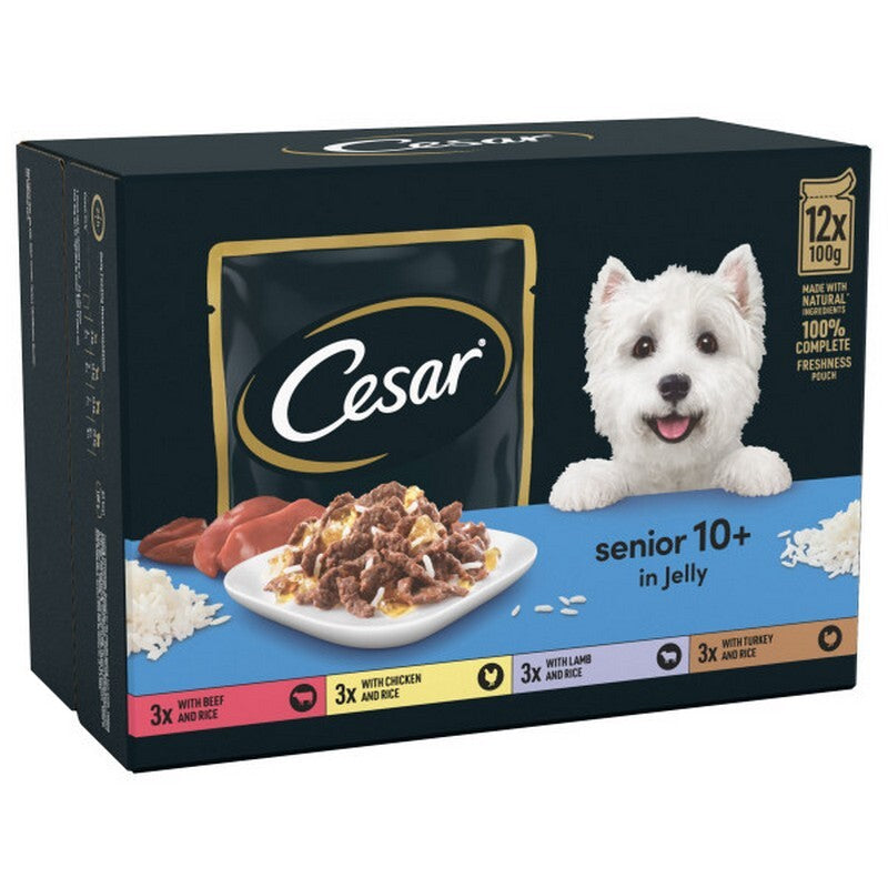Cesar Deliciously Fresh Senior 10+ Selection in Jelly Pouches 100g x 12 x 4