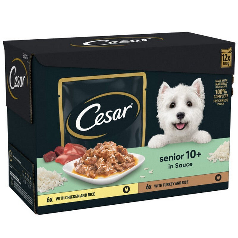 Cesar Senior 10+ Mixed Selection in Sauce Pouches 100g x 12 x 4
