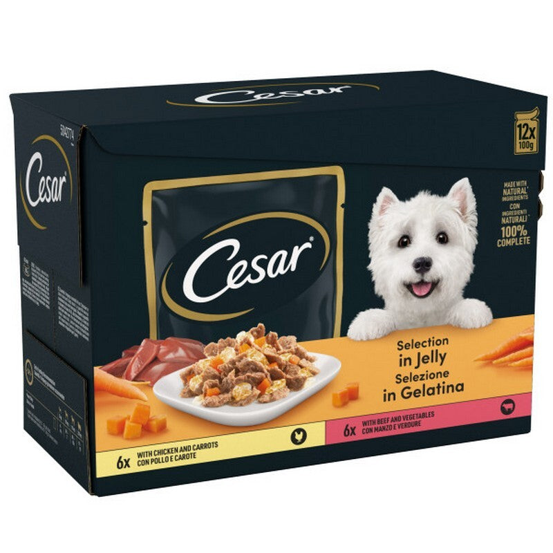 Cesar Deliciously Fresh Favourites in Jelly Pouches 100g x 12 x 4
