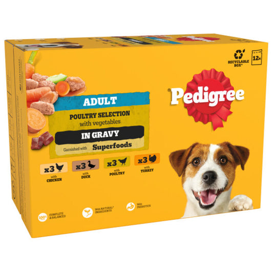 Pedigree Adult Poultry Selection in Gravy Pouches 100g x 12 x 4