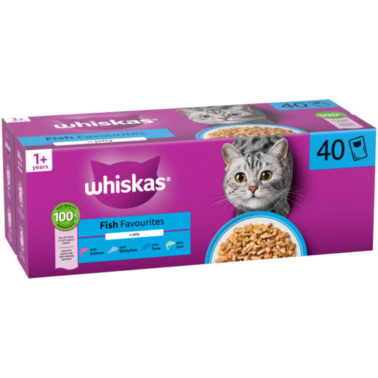 Whiskas Adult 1+ Fish Favourites in Jelly Pouches 85g x 40