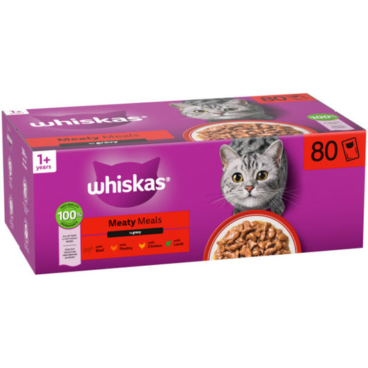Whiskas Adult 1+ Meaty Meals in Gravy 85g x 80