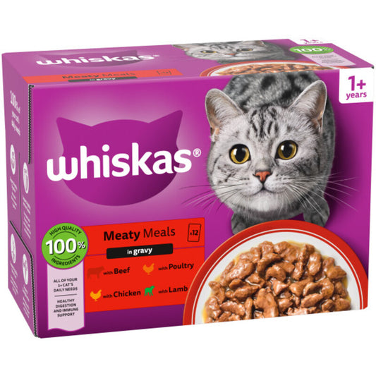 Whiskas Adult 1+ Meaty Meals in Gravy Pouches 85g x 12 x 4