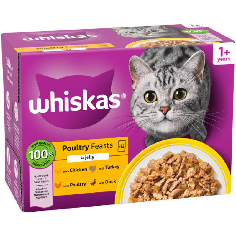 Whiskas Adult 1+ Poultry Feasts in Jelly Pouches