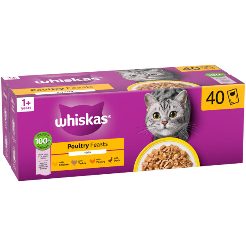 Whiskas Adult 1+ Poultry Feasts in Jelly Pouches