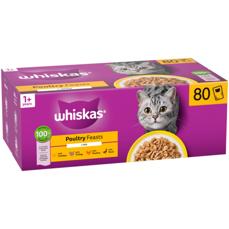 Whiskas Adult 1+ Poultry Feasts in Jelly Pouches