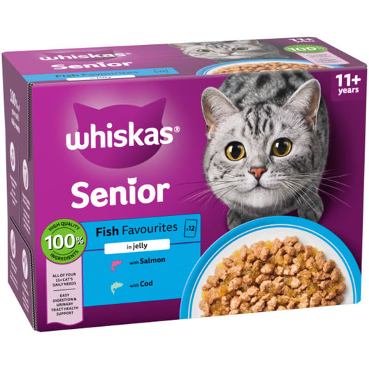 Whiskas Senior 11+ Fish Favourites in Jelly Pouches 85g x 12 x 4