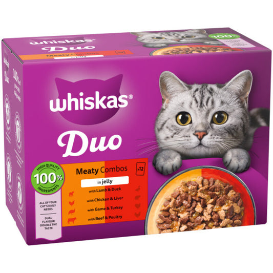 Whiskas Adult 1+ Duo Meaty Combos in Jelly 85g x 12 x 4