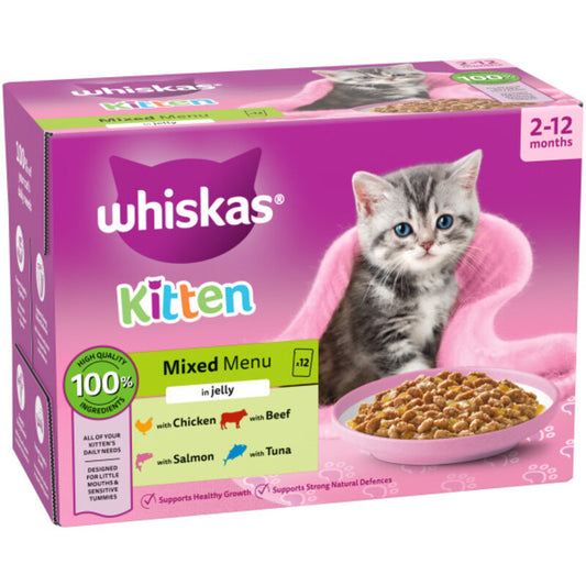 Whiskas Kitten 2-12 month Mixed Menu in Jelly 85g x 12 x 4