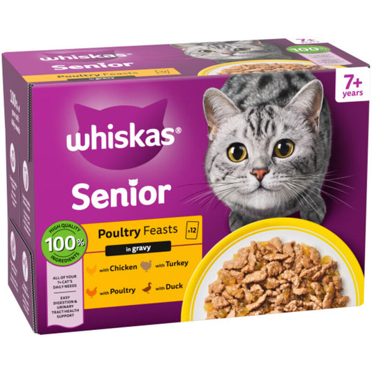 Whiskas Senior 7+ Poultry Feasts in Gravy 85g x 12 x 4