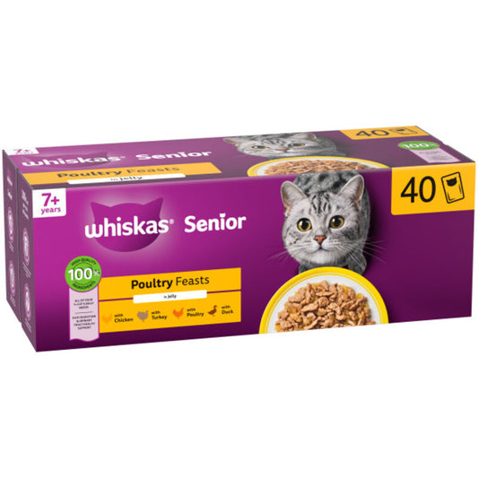 Whiskas Senior 7+ Poultry Feasts in Jelly 85g x 40