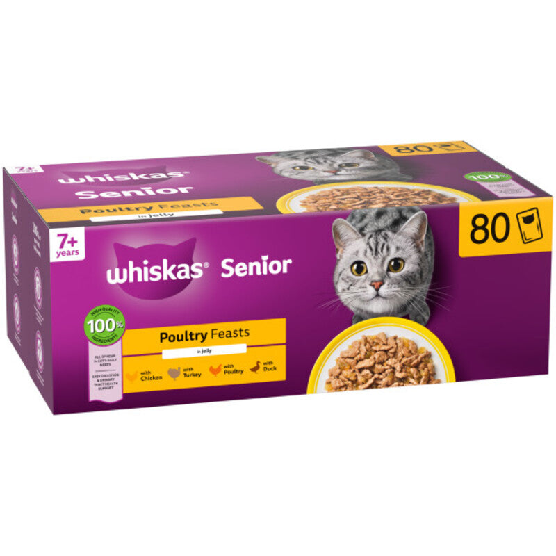 Whiskas Senior 7+ Poultry Feasts in Jelly 85g x 80