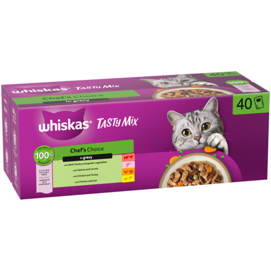 Whiskas Adult 1+ Tasty Mix Chefs Choice in Gravy Pouches 85g x 40