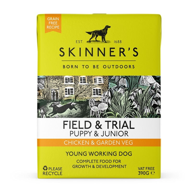 Skinners Field & Trial Puppy & Junior Grain Free Chicken & Garden Veg 390g x 18