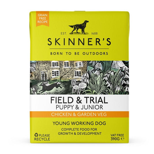 Skinners Field & Trial Puppy & Junior Grain Free Chicken & Garden Veg 390g x 18